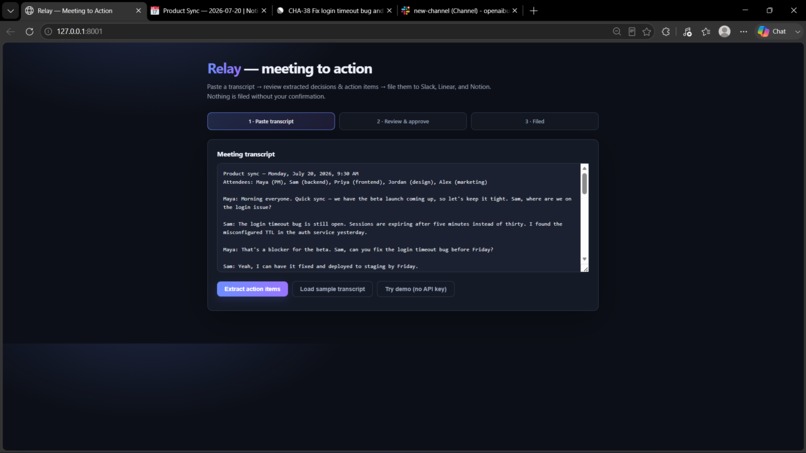 Relay — Meeting-to-Action Agent – screenshot 6
