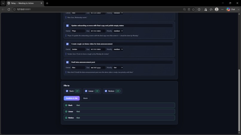 Relay — Meeting-to-Action Agent – screenshot 8