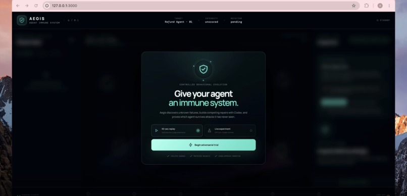 Aegis - An Immune System for AI Agents  – screenshot 2