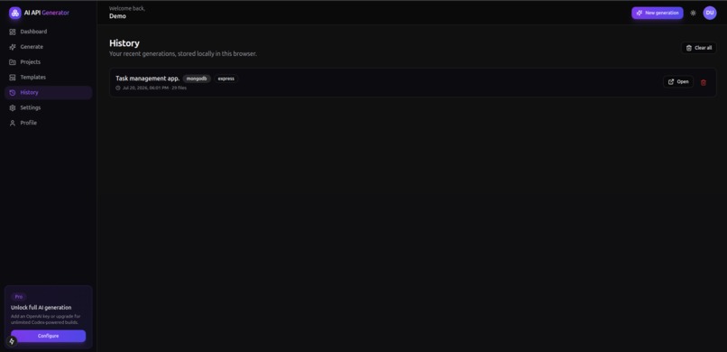 AI API Generator – screenshot 1
