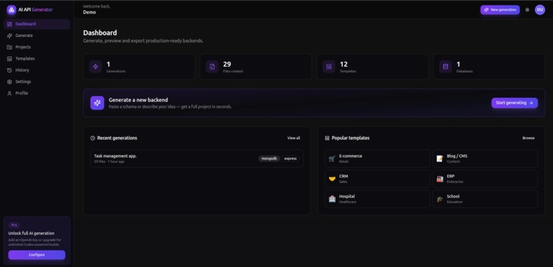 AI API Generator – screenshot 2
