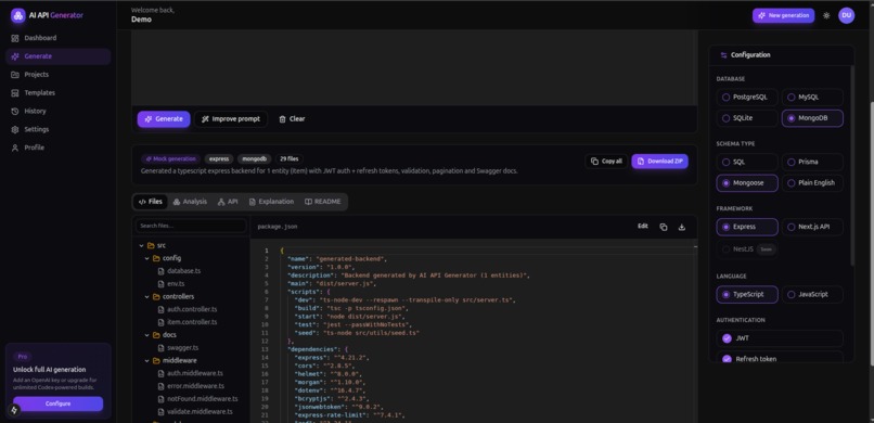 AI API Generator – screenshot 4