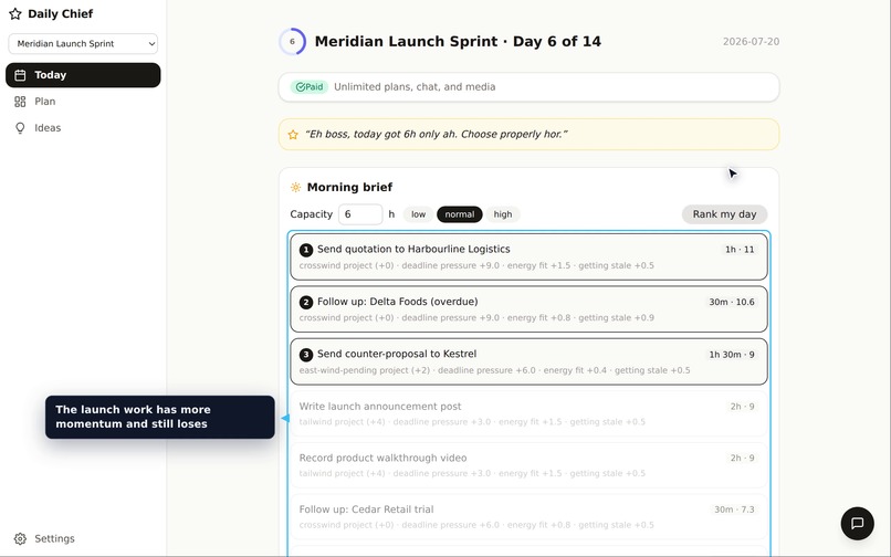 Daily Chief: the plan that survives reality – screenshot 2