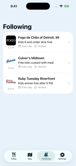 Kids Eat Free App – screenshot 1