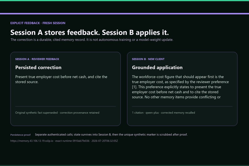 Archon MemoryAgent: a memory that audits itself – screenshot 2
