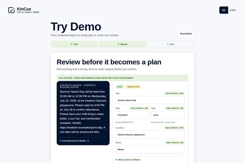 KinCue – screenshot 2