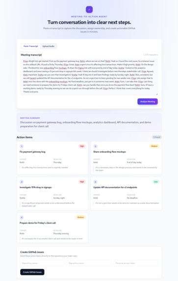 Meeting-to-Action Agent – screenshot 1