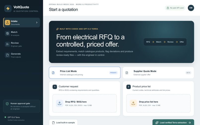 VoltQuote AI — Electrical Quotation Autopilot – screenshot 1