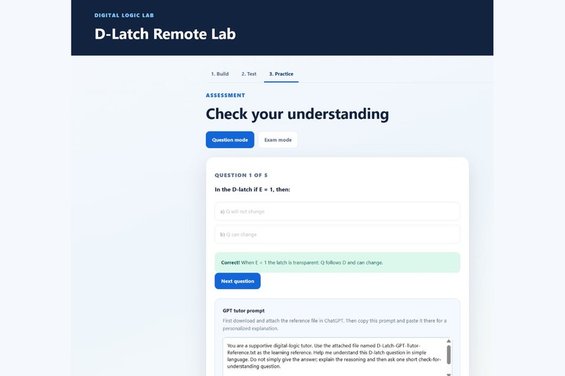 AI-Assisted Real-Time D-Latch Remote Lab – screenshot 13