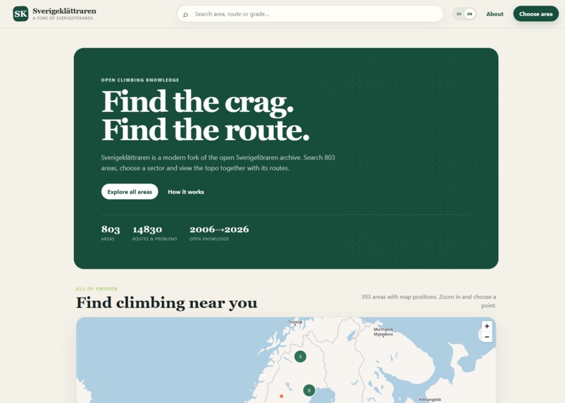 Swedish rock climbing topo revival – screenshot 2