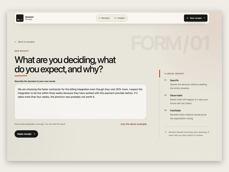 Decision Receipt – screenshot 2