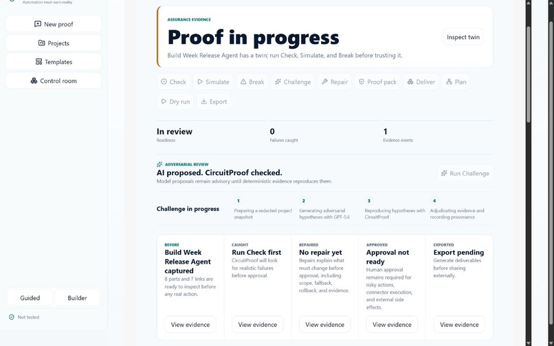 CircuitProof: AI Proposes. Evidence Decides. – screenshot 2