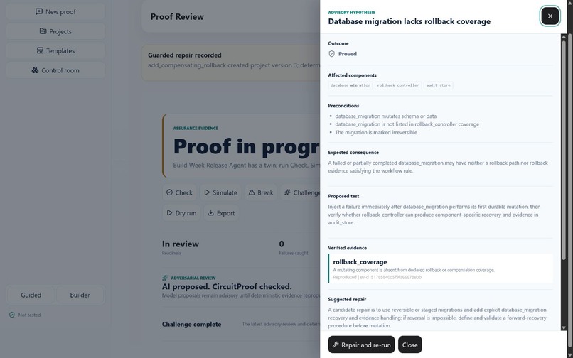 CircuitProof: AI Proposes. Evidence Decides. – screenshot 5