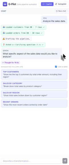 Q-Pilot: autopilot agent for data pipelines – screenshot 4