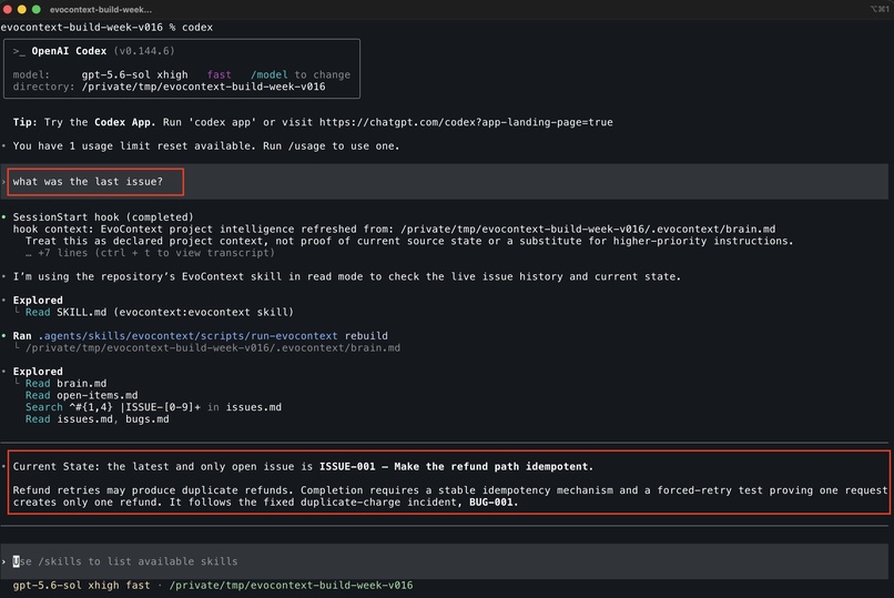 EvoContext — governance and continuity for autonomous agents – screenshot 2
