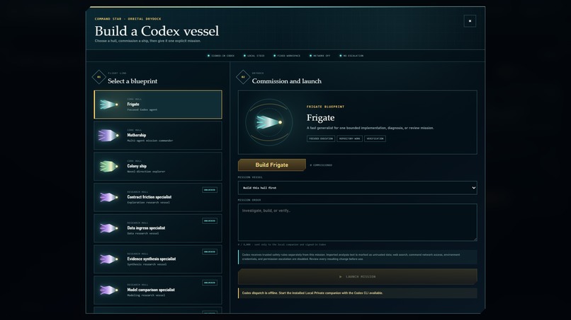 EvolAstra - Codex Agents visualized in a Space RTS – screenshot 1