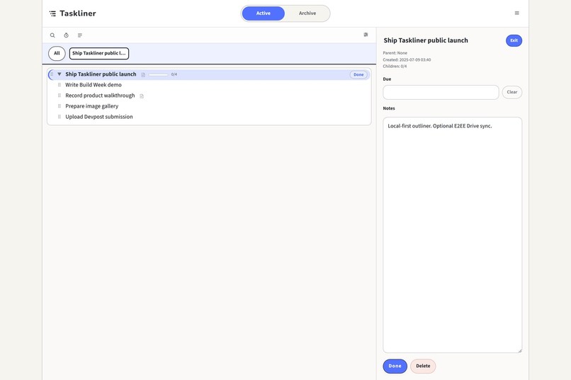 Taskliner – screenshot 2