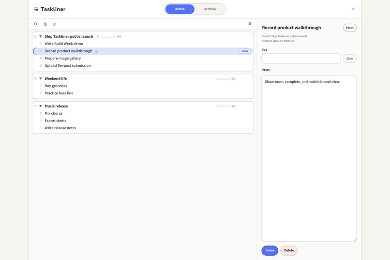 Taskliner – screenshot 1