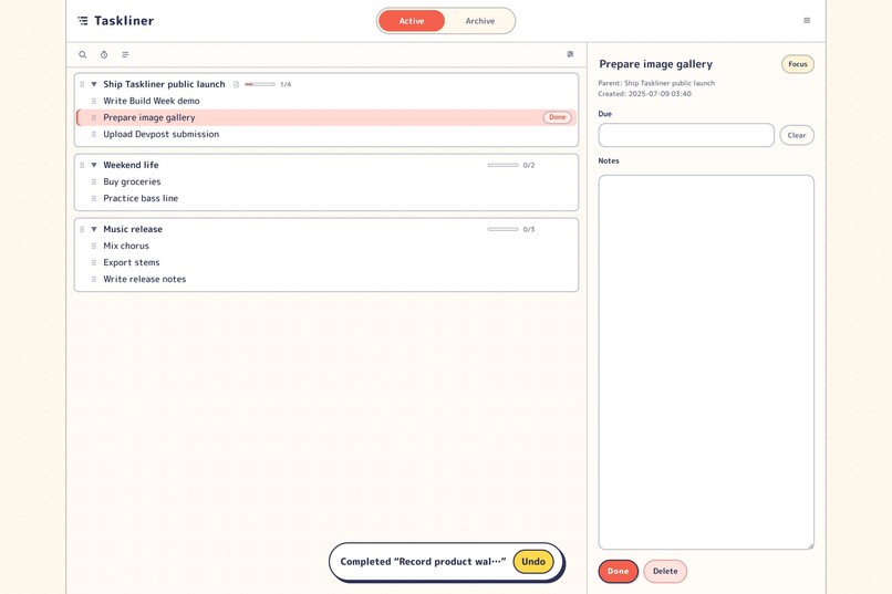 Taskliner – screenshot 5