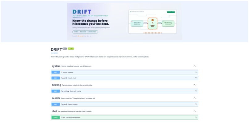 DRIFT — Release Intelligence for GPU & AI Infrastructure – screenshot 3