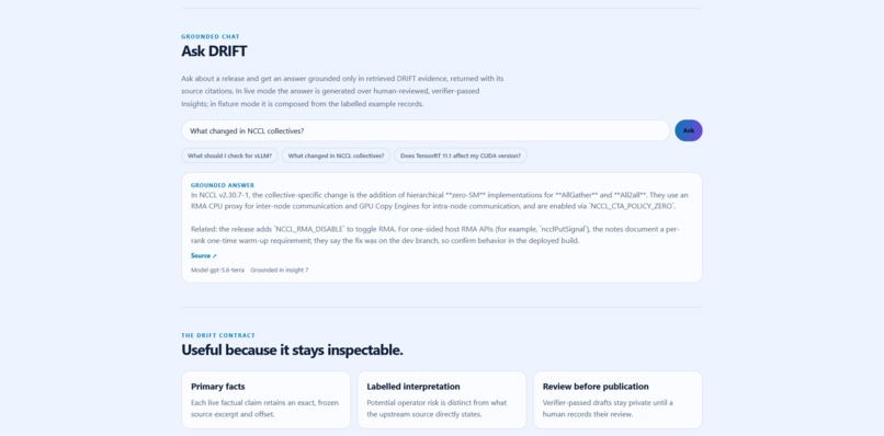 DRIFT — Release Intelligence for GPU & AI Infrastructure – screenshot 9