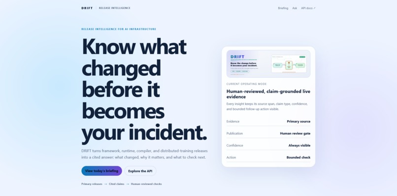 DRIFT — Release Intelligence for GPU & AI Infrastructure – screenshot 2