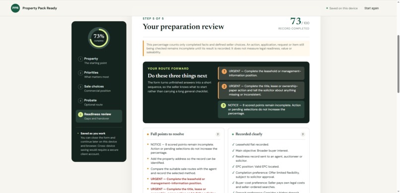 Property Pack Ready — Seller DIY Readiness – screenshot 2