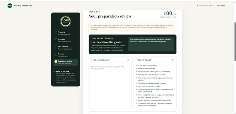 Property Pack Ready — Seller DIY Readiness – screenshot 3