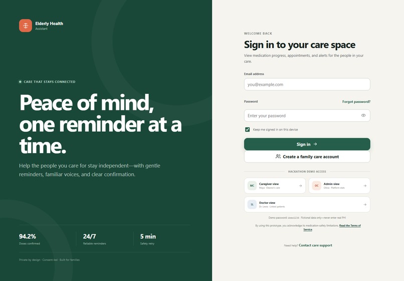 Elderly Health Assistant (EHA) – screenshot 1
