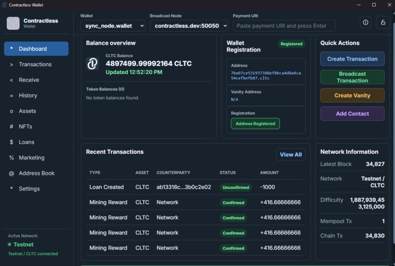 Contractless Blockchain – screenshot 1