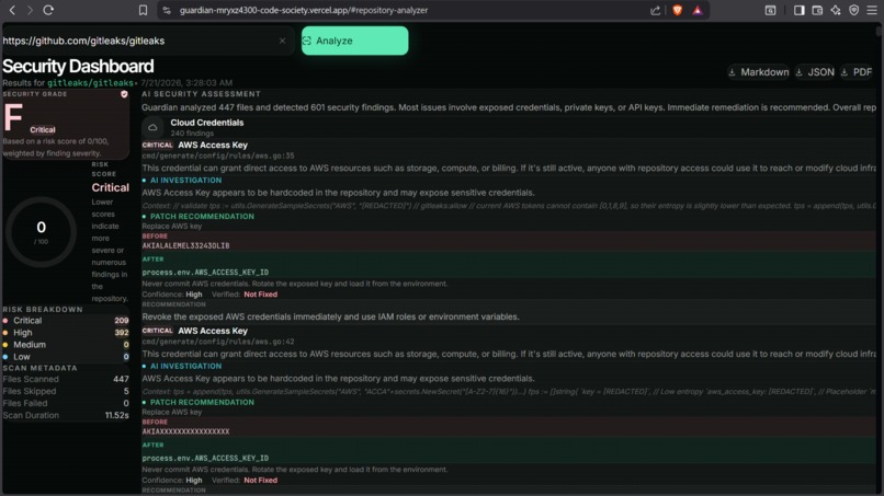 Guardian – AI Repo Security Analyzer – screenshot 3