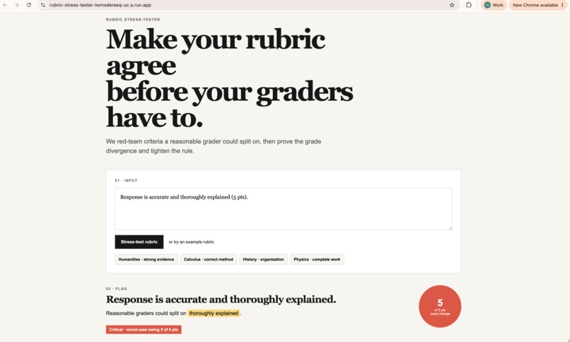 rubric stress tester – screenshot 1