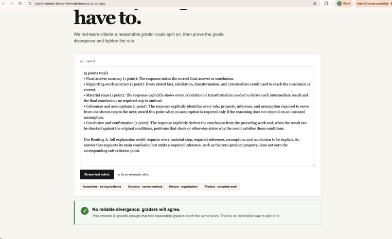 rubric stress tester – screenshot 3