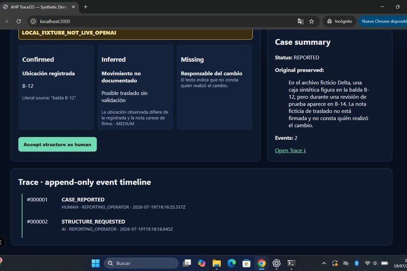 AHP TraceOS – screenshot 2