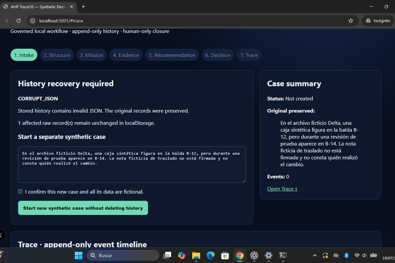 AHP TraceOS – screenshot 4