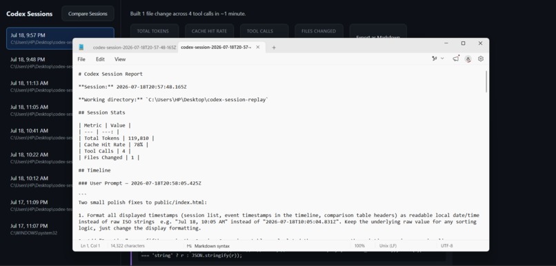 Codex Session Replay – screenshot 3