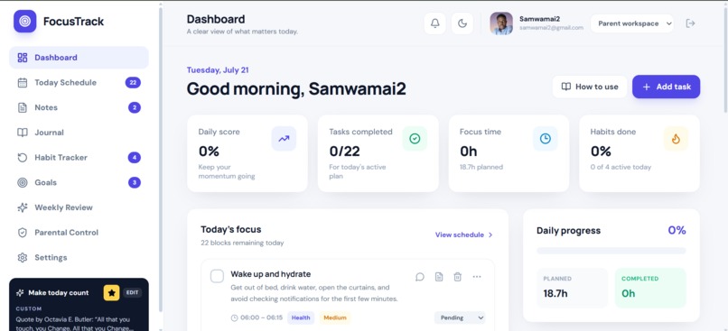 focustrack – screenshot 1