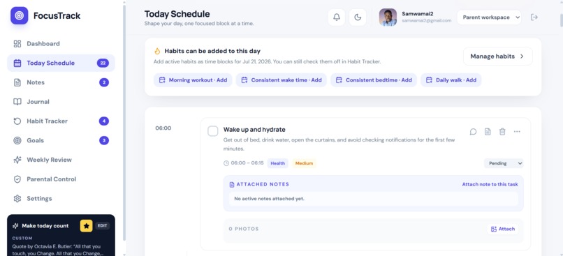 focustrack – screenshot 2
