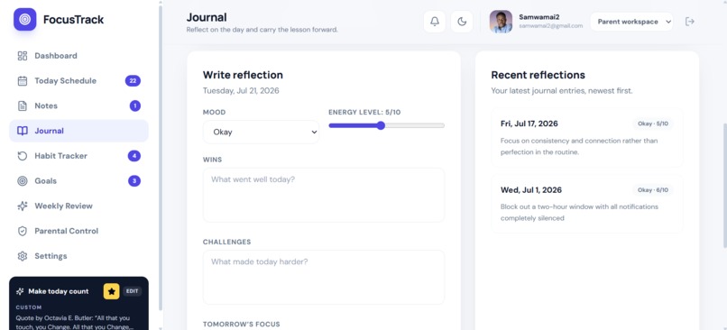 focustrack – screenshot 3