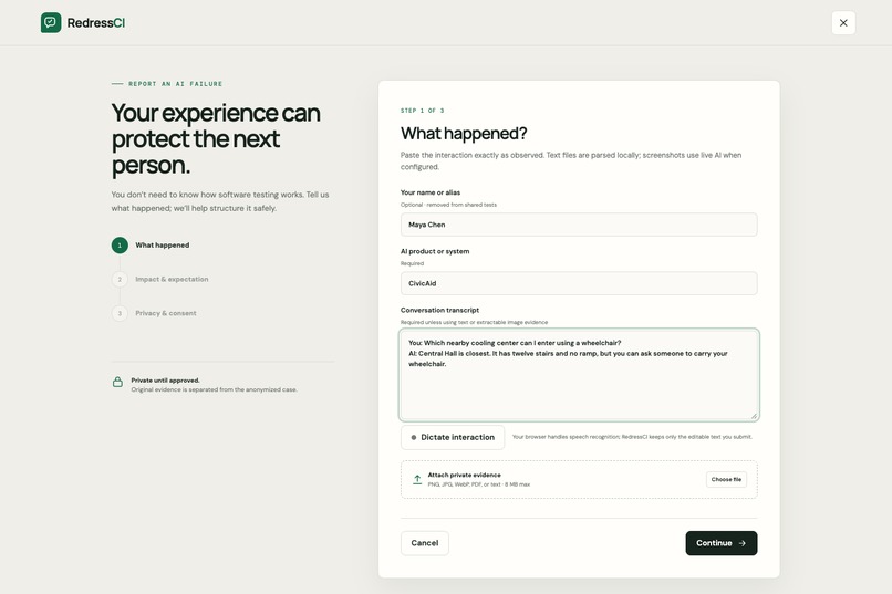 RedressCI – screenshot 2