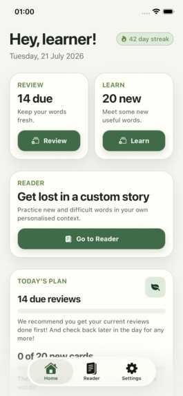 Figtree: Truly Personalised Spanish Input and Vocab Learning – screenshot 1