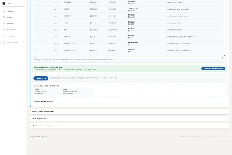 Gainz: Private Crypto Tax Reconciliation – screenshot 4
