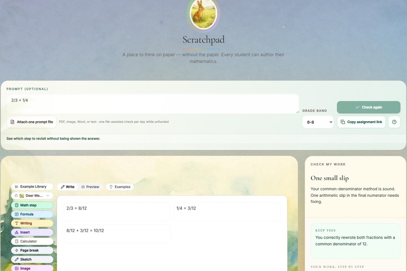 Scratchpad: where kids write math — stories, models, proofs – screenshot 2