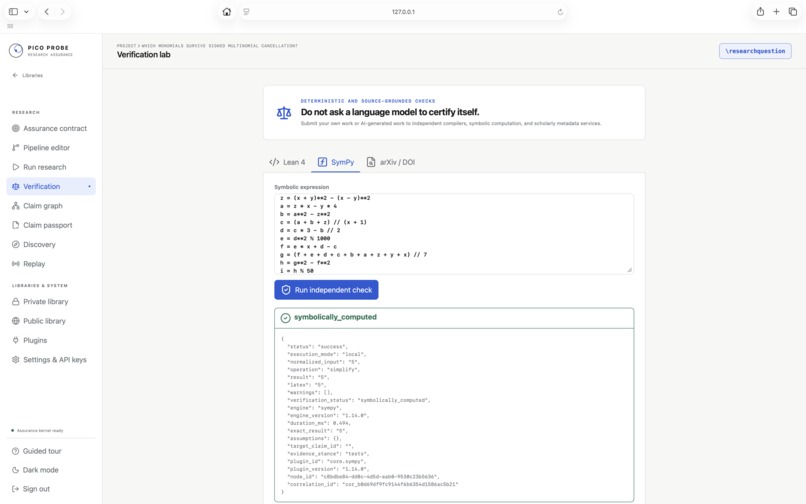 Pico Probe: Multi-Model Research Pipeline for AI-Aided Math – screenshot 4