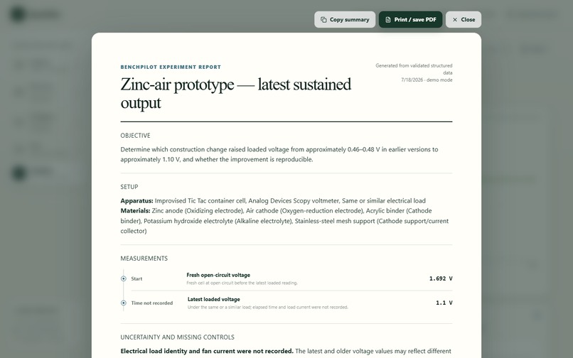 BenchPilot – screenshot 4