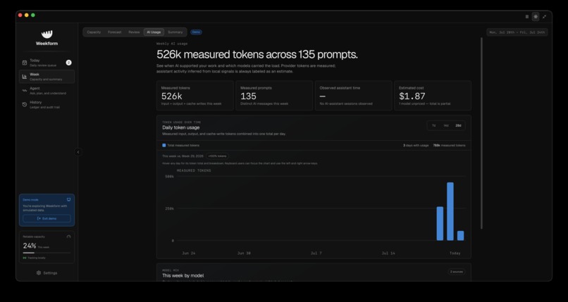 Weekform – screenshot 2
