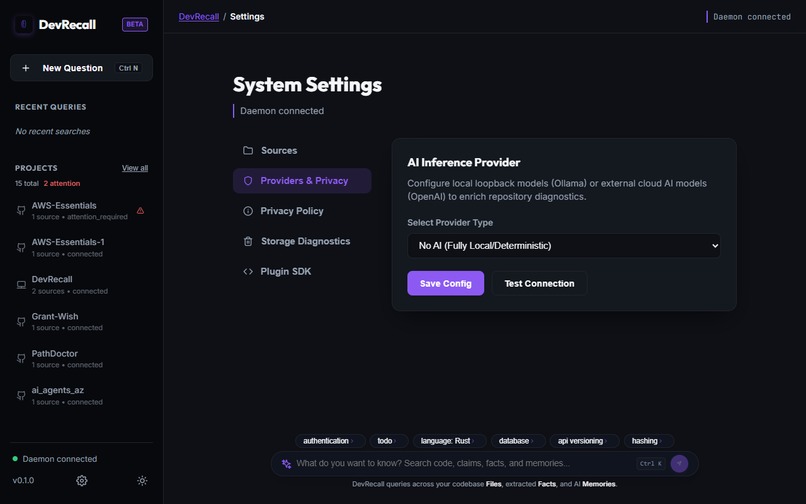 DevRecall – screenshot 1