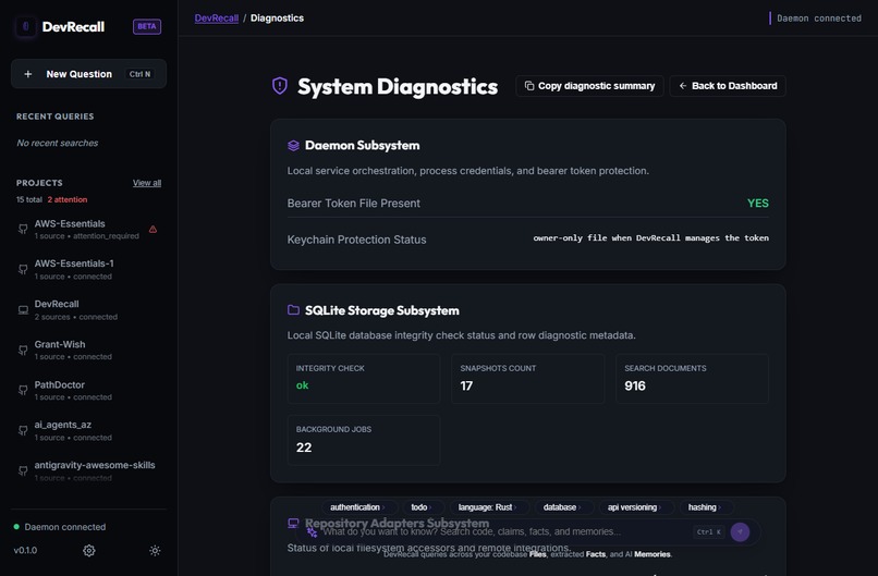 DevRecall – screenshot 2