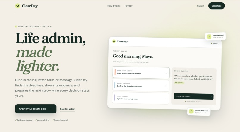 ClearDay — Life Admin Autopilot – screenshot 1