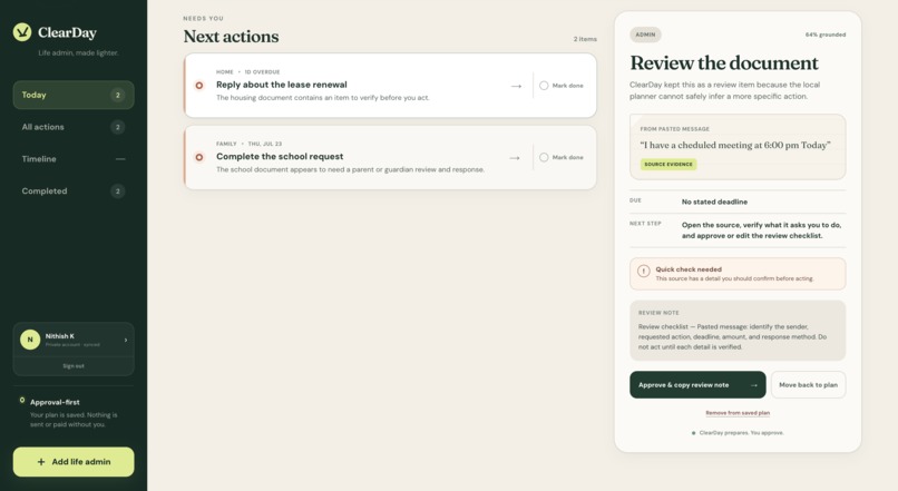 ClearDay — Life Admin Autopilot – screenshot 3